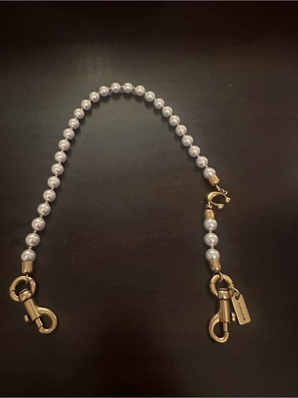 Coach Short Pearl Strap Brass/Chalk Bag Strap